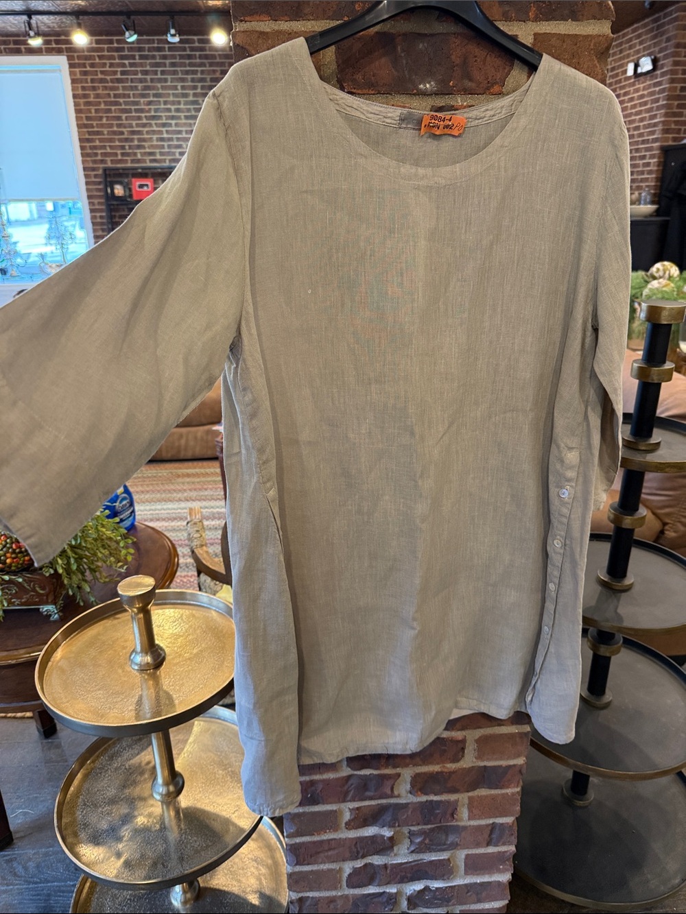 cut loose Light Gray Linen Tunic